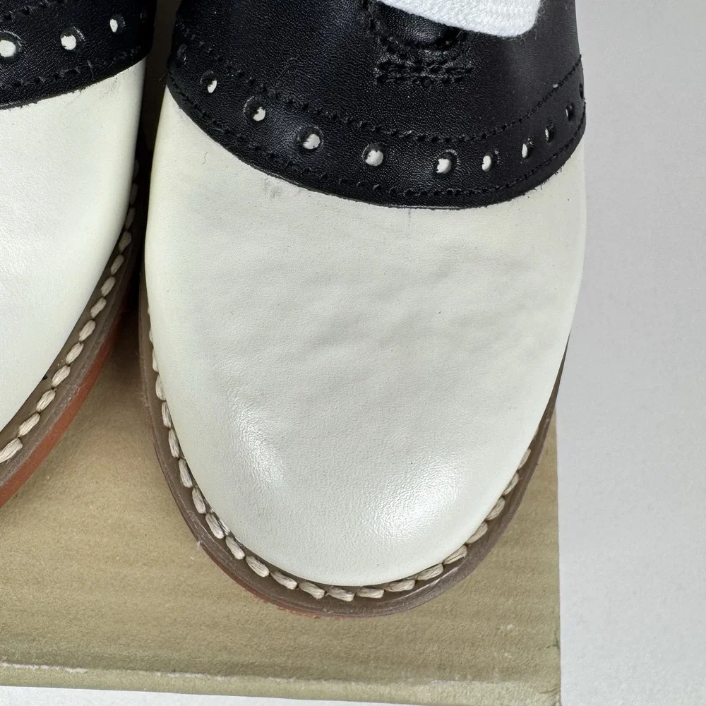 Kesco Classic White Black Saddle Shoes Leather Oxford Uniform 4667 Girls 13.5 EE - Picture 8 of 8